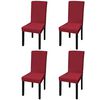vidaXL Housse de chaise droite extensible 4 pcs Bordeaux