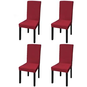 vidaXL Housse de chaise droite extensible 4 pcs Bordeaux