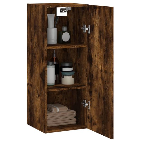 vidaXL Armoire murale chêne fumé 34,5x34x90 cm bois d'ingénierie