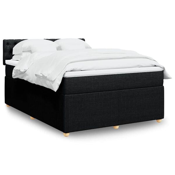 vidaXL Sommier &agrave; lattes de lit avec matelas Noir 160x200 cm Tissu