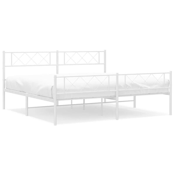 vidaXL Cadre de lit métal sans matelas et pied de lit blanc 200x200 cm