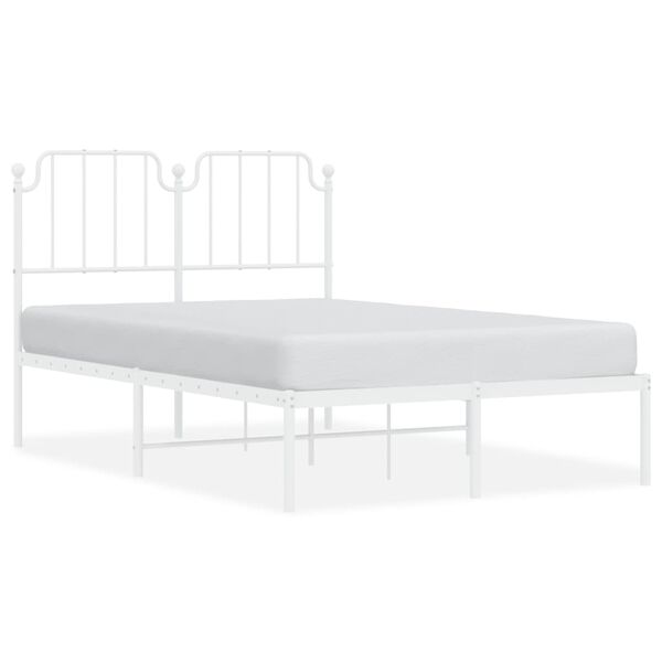 vidaXL Cadre de lit m&eacute;tal sans matelas et t&ecirc;te de lit blanc 120x190 cm