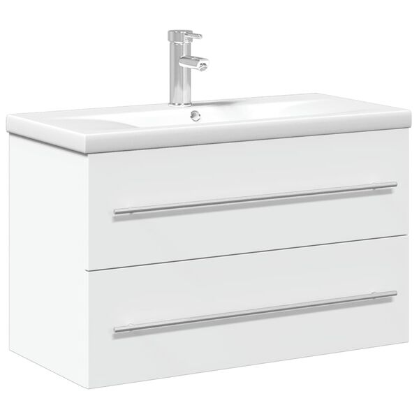 vidaXL Armoire lavabo de salle de bain avec bassin int&eacute;gr&eacute; blanc