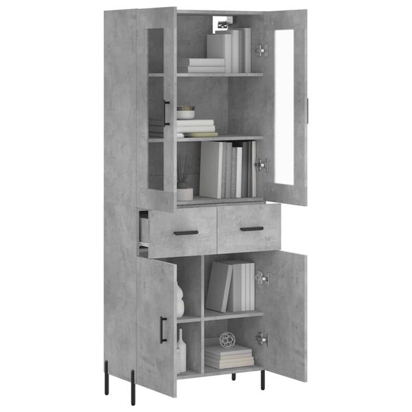 vidaXL Buffet haut Gris b&eacute;ton 69,5x34x180 cm Bois d'ing&eacute;nierie