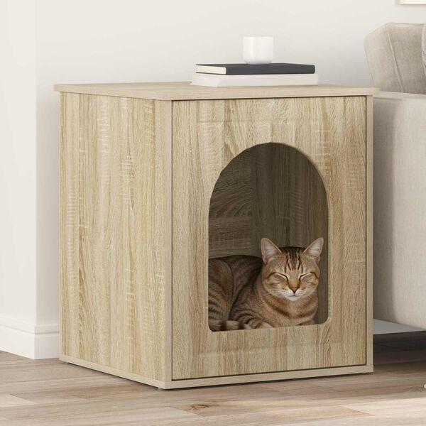 vidaXL Maison pour chat Sonoma 53 x 52 x 62 cm Bois d'ing&eacute;nierie