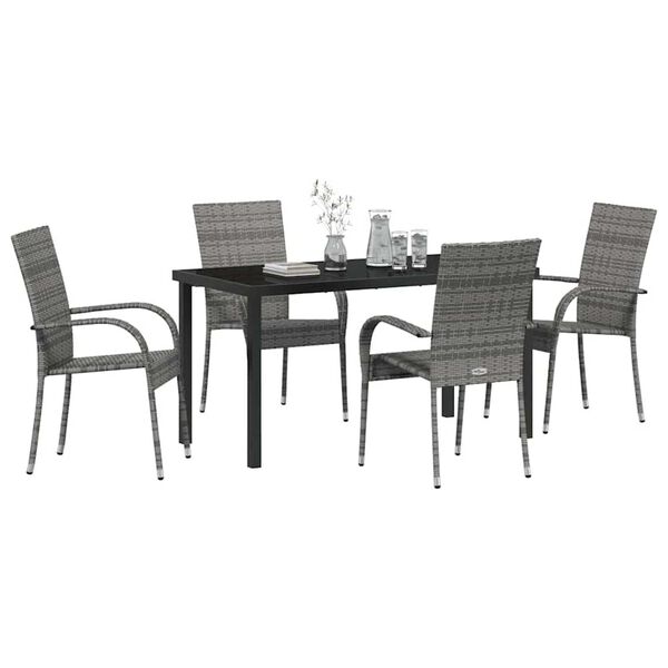 vidaXL Ensemble de salle &agrave; manger pour jardin 5 pcs Gris
