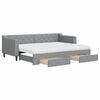 vidaXL Lit de jour avec gigogne et tiroirs gris clair 80x200 cm tissu