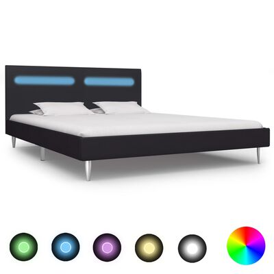 vidaXL Cadre de lit avec LED Noir Tissu 180 x 200 cm
