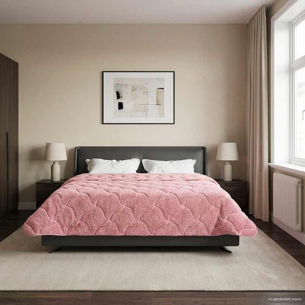 vidaXL Duvet d'&eacute;t&eacute; simple Matelass&eacute; Rose 220 x 240 cm
