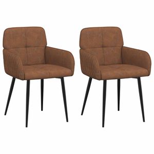 vidaXL Chaises de salle &agrave; manger 2 pc Simili daim Marron