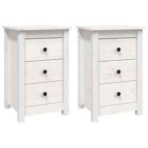 vidaXL Tables de chevet 2 pcs Blanc 40x35x61,5 cm Bois de pin massif