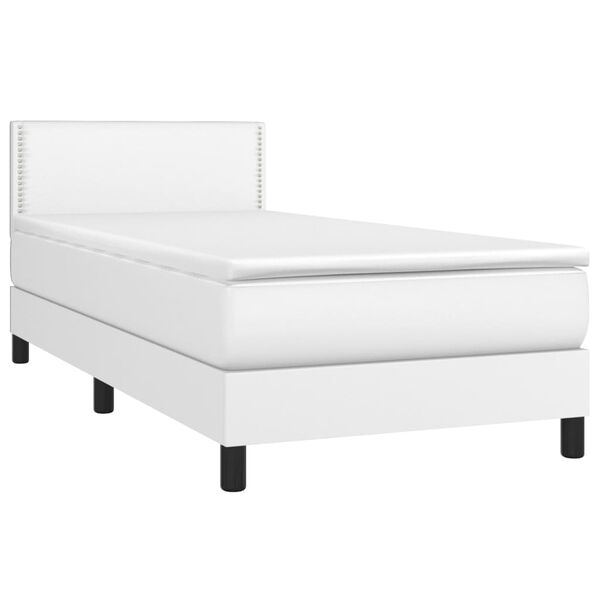 vidaXL Sommier &agrave; lattes de lit avec matelas et LED Blanc 100x200 cm