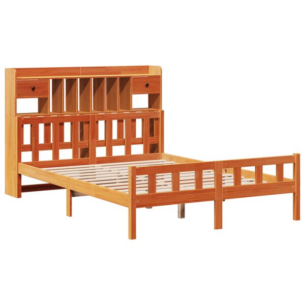 vidaXL Lit biblioth&egrave;que sans matelas cire marron 150x200 cm pin massif