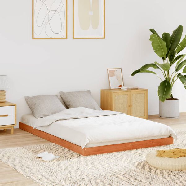 vidaXL Cadre de lit sans matelas cire marron 140x200cm bois pin massif