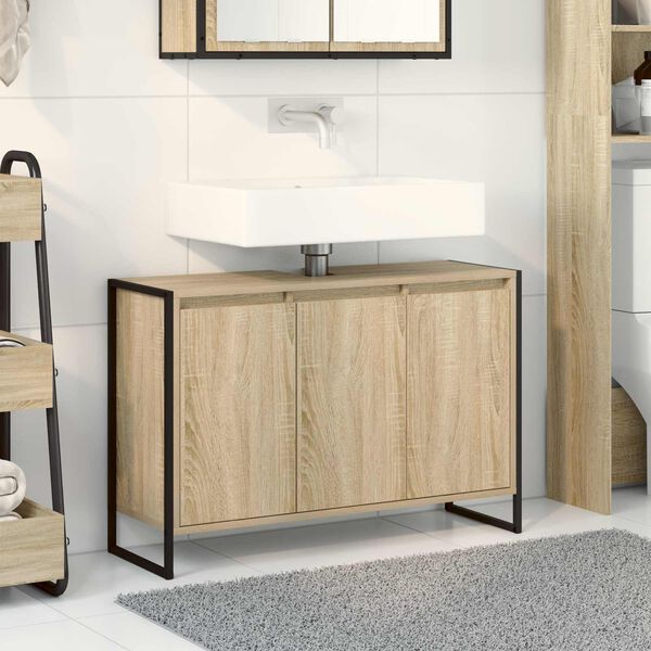 vidaXL Cabinet de salle de bain avec stockage Sonoma 90 x 30 x 60 cm