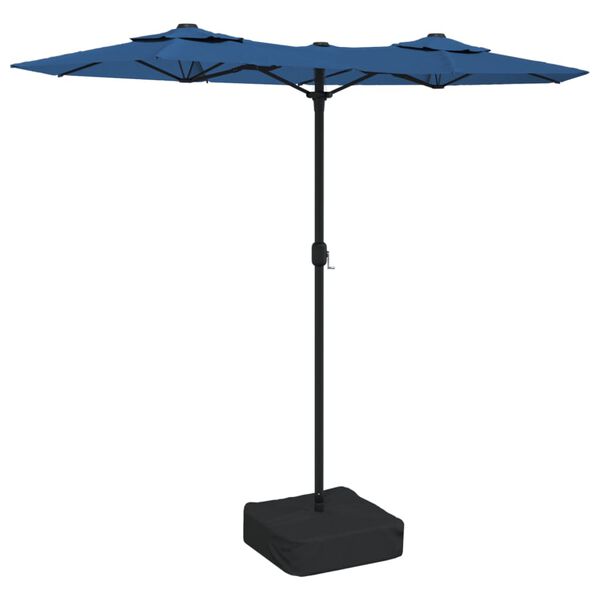 vidaXL Parasol de jardin à double tête bleu azuré 316x145 cm