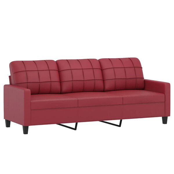 vidaXL Ensemble de canap&eacute;s 3 pcs et coussins Rouge bordeaux Similicuir