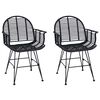 vidaXL Chaise de salle &agrave; manger 2 pcs Rotin et m&eacute;tal Noir
