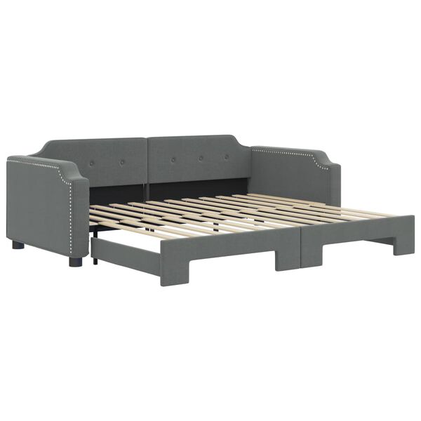 vidaXL Lit de jour avec gigogne sans matelas gris fonc&eacute; 90x200 cm