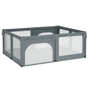 vidaXL Parc pour b&eacute;b&eacute; avec 2 portes Gris clair Tissu Oxford