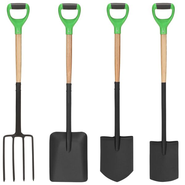 vidaXL Ensemble d'outils de jardinage 4 pcs Acier et bois de fr&ecirc;ne