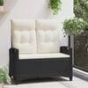 vidaXL Banc de jardin avec oreiller Noir et Cr&egrave;me 105 x 60 x 112 cm