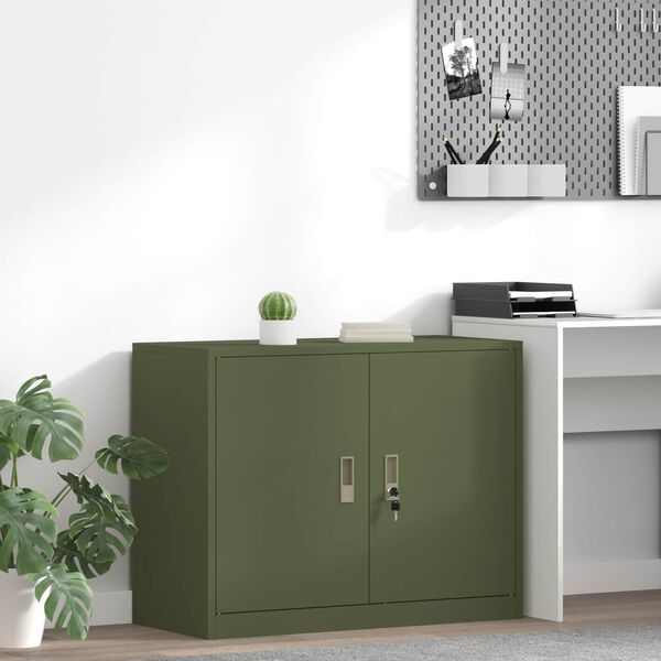 vidaXL Armoire de rangement Vert olive 90 x 40 x 70 cm Acier