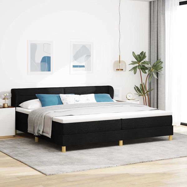vidaXL Lit &agrave; ressorts avec matelas Noir 200 x 200 cm tissu