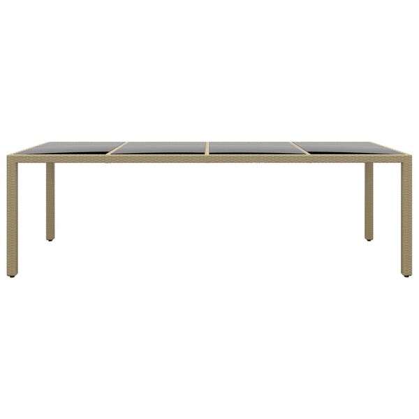vidaXL Table de jardin avec dessus en verre beige résine tressée