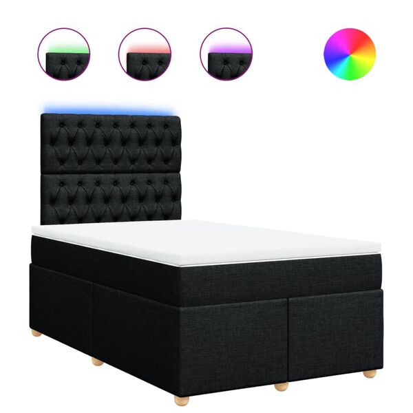 vidaXL Sommier &agrave; lattes de lit avec matelas noir 120x190 cm tissu