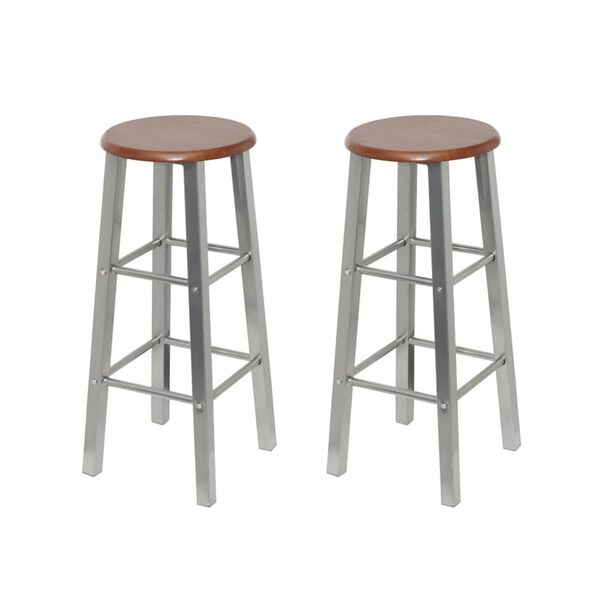 vidaXL Tabouret de bar lot de 2 m&eacute;tal avec si&egrave;ge en MDF