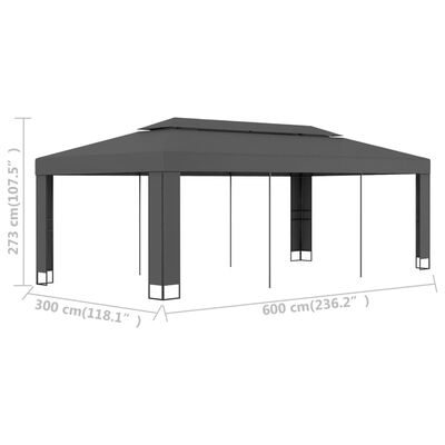 vidaXL Tonnelle avec toit double 3x6 m Anthracite