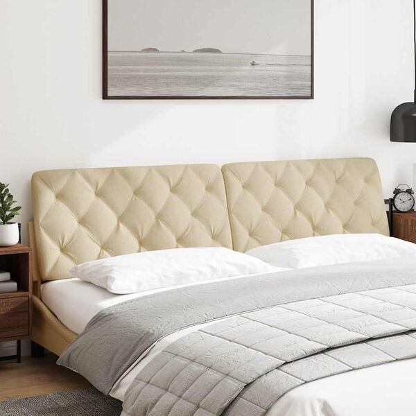 vidaXL Coussin de t&ecirc;te de lit cr&egrave;me 200 cm tissu