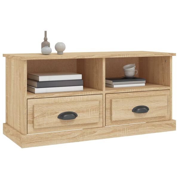 vidaXL Meuble TV ch&ecirc;ne sonoma 93x35,5x45 cm bois d'ing&eacute;nierie