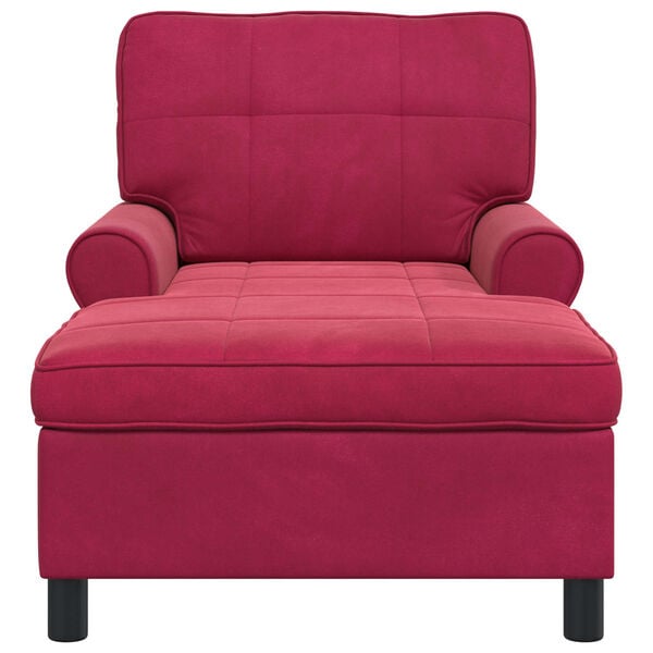 vidaXL Chaise longue avec coussin Bordeaux 91 x 157 x 91 cm Velours