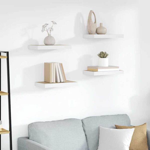 vidaXL &Eacute;tag&egrave;res flottantes 4 pcs Ch&ecirc;ne et blanc 40x23x3,8 cm MDF