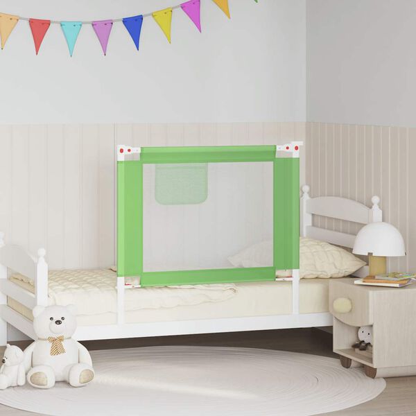 vidaXL Barri&egrave;re de s&eacute;curit&eacute; de lit enfant Vert 90x25 cm Tissu