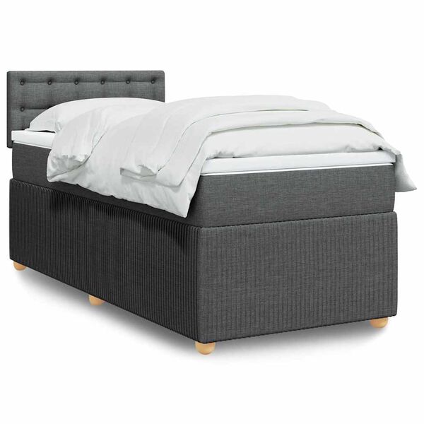 vidaXL Sommier &agrave; lattes de lit avec matelas Gris fonc&eacute; 100x200cm Tissu