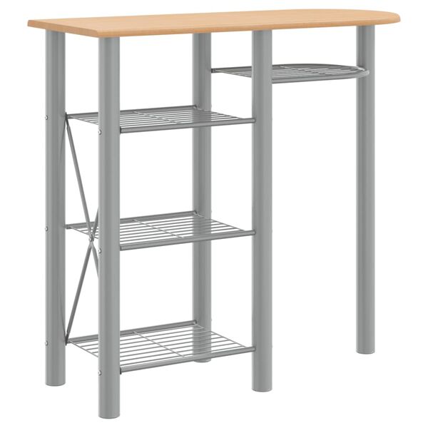 vidaXL Ensemble de bar 3 pcs gris et marron bois d'ing&eacute;nierie et fer