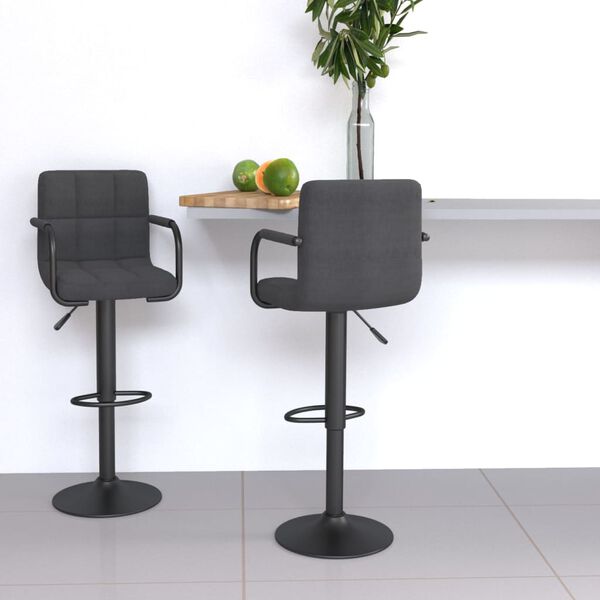 vidaXL Tabourets de bar lot de 2 gris foncé tissu