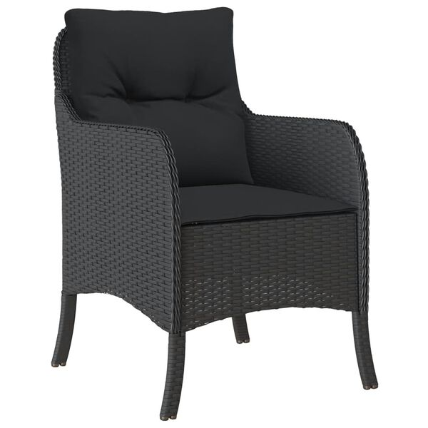 vidaXL Ensemble &agrave; manger de jardin coussins 7pcs Noir R&eacute;sine tress&eacute;e