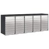 vidaXL Rangement de poubelle &agrave; roulettes pour 3 poubelles Anthracite