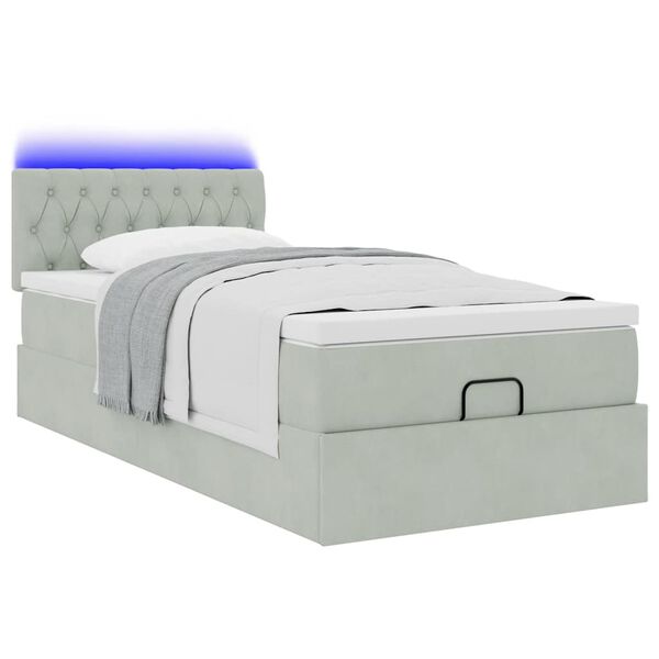 vidaXL Cadre de lit ottoman avec matelas gris clair 80x200 cm velours