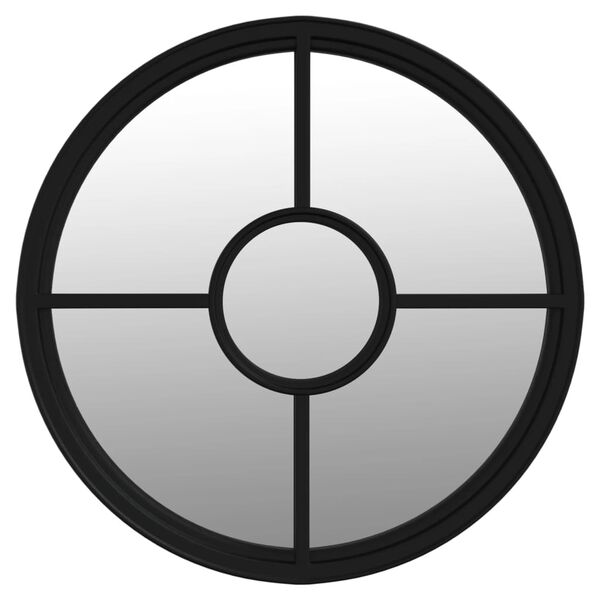 vidaXL Miroir de jardin Noir 60x4 cm Fer Rond utilisation ext&eacute;rieure