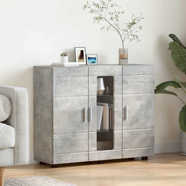 vidaXL Cabinet en Bois avec stockage Gris b&eacute;ton 88,5 x 30,5 x 73 cm