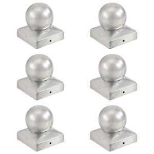 vidaXL Bouchons de poteau 6 pcs Globe final Métal galvanisé 71x71 mm