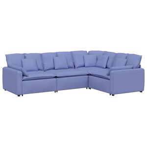 vidaXL Canap&eacute; modulable avec coussins en tissu bleu jean