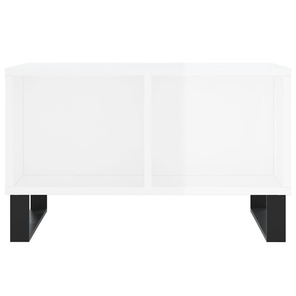 vidaXL Table basse Blanc brillant 60x50x36,5 cm Bois d'ing&eacute;nierie