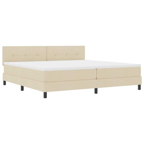 vidaXL Lit &agrave; ressorts avec matelas avec LED Cr&egrave;me 200 x 200 cm tissu