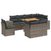 vidaXL Salon de jardin 9 pcs avec coussins gris r&eacute;sine tress&eacute;e